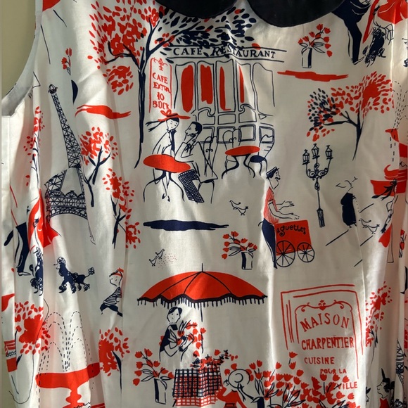 ModCloth Retrolicious brand street scene printed dress medium - Picture 2 of 4